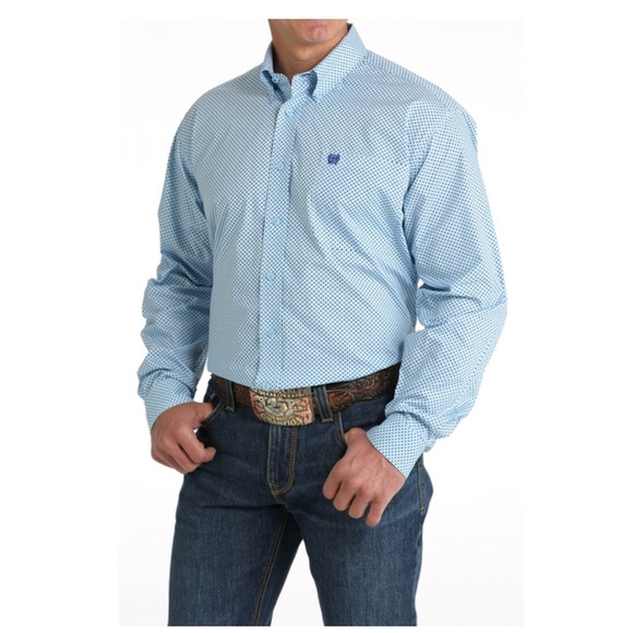 Cinch Other - CINCH STRETCH LIGHT BLUE PRINT - MENS SHIRT - MTW1105798 Size XXL